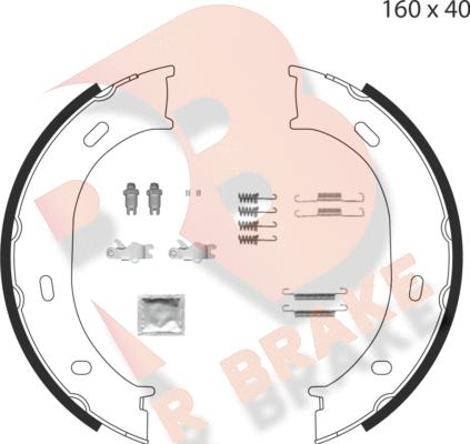 R Brake 79RBPB4007 - Brake Shoe Set, parking brake www.autospares.lv