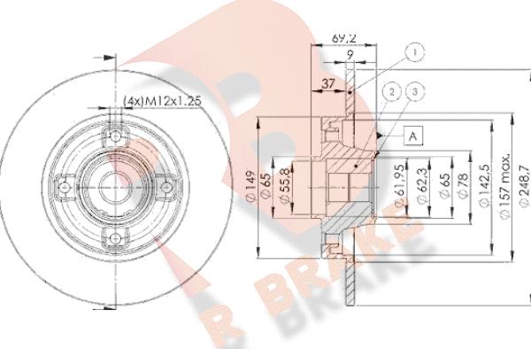 R Brake 78RBD14745 - Bremžu diski autospares.lv