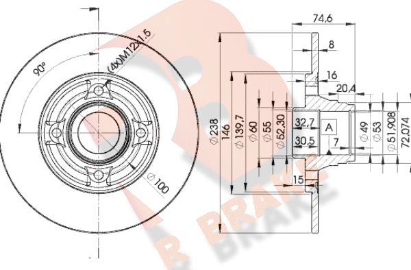 R Brake 78RBD15006 - Bremžu diski autospares.lv