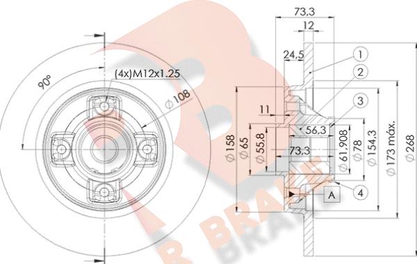 R Brake 78RBD15023 - Bremžu diski www.autospares.lv