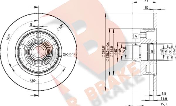 R Brake 78RBD13576 - Bremžu diski autospares.lv