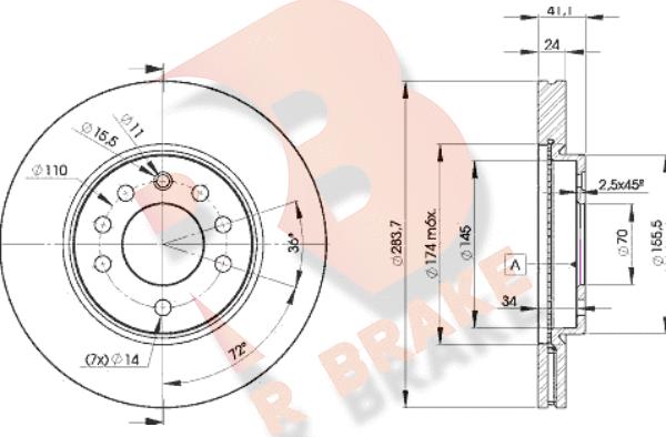 R Brake 78RBD29047 - Bremžu diski autospares.lv