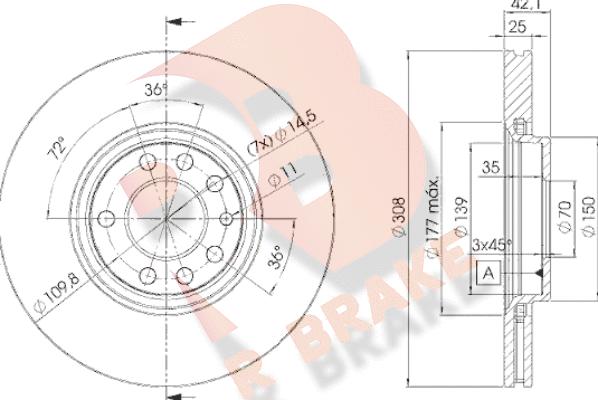 R Brake 78RBD29061 - Тормозной диск www.autospares.lv