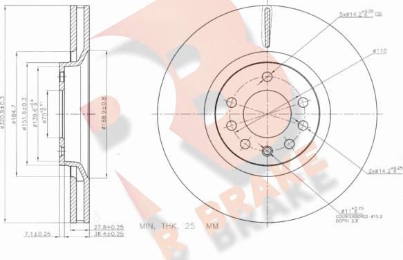 R Brake 78RBD29213 - Bremžu diski autospares.lv