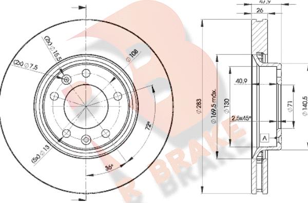 R Brake 78RBD24660 - Bremžu diski autospares.lv