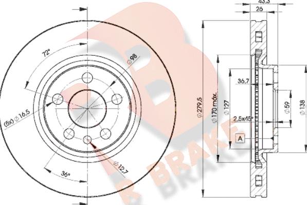 R Brake 78RBD24620 - Bremžu diski www.autospares.lv