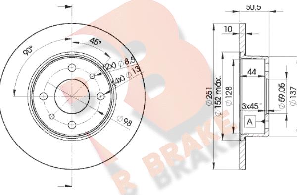 R Brake 78RBD24070 - Bremžu diski www.autospares.lv