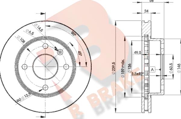 R Brake 78RBD24844 - Bremžu diski www.autospares.lv