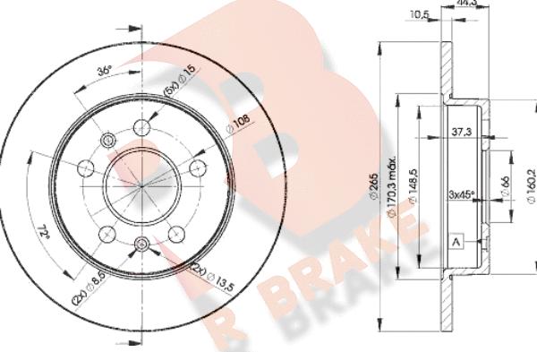 R Brake 78RBD24296 - Bremžu diski autospares.lv