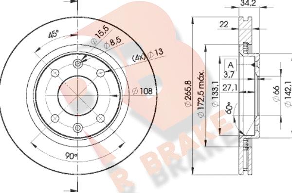 R Brake 78RBD24750 - Bremžu diski autospares.lv