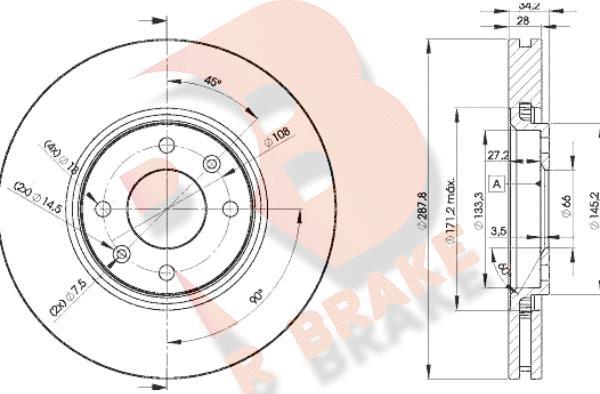 R Brake 78RBD24753 - Bremžu diski autospares.lv