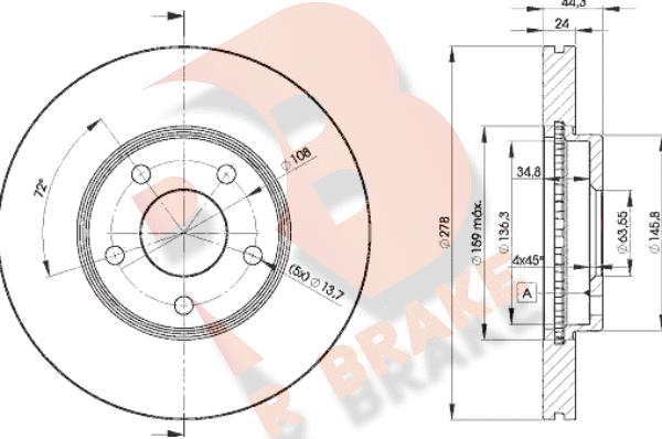 R Brake 78RBD25980 - Bremžu diski autospares.lv