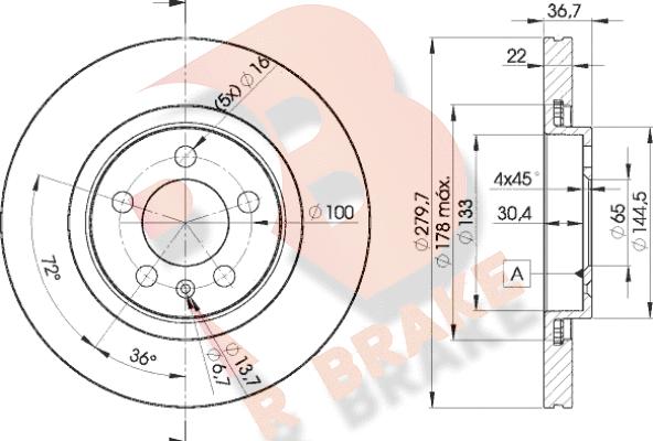 R Brake 78RBD25603 - Bremžu diski autospares.lv