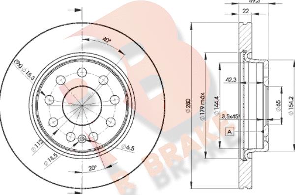 R Brake 78RBD25614 - Bremžu diski autospares.lv