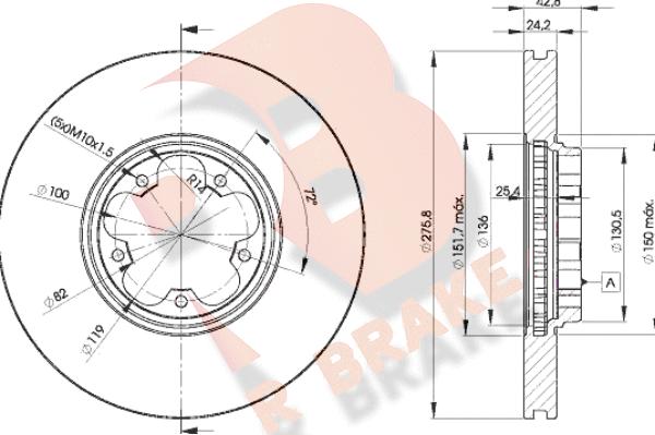 R Brake 78RBD25612 - Bremžu diski autospares.lv