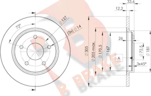 R Brake 78RBD25173 - Bremžu diski autospares.lv