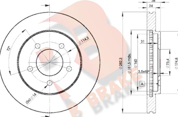 R Brake 78RBD25347 - Bremžu diski autospares.lv