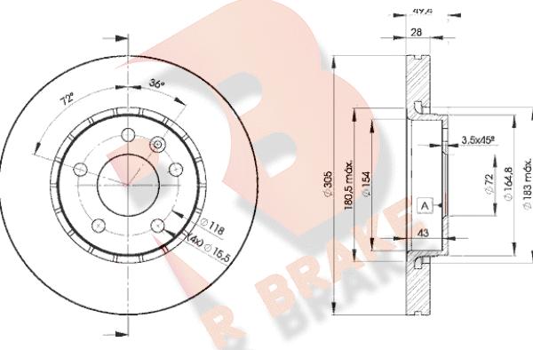 R Brake 78RBD26845 - Bremžu diski autospares.lv