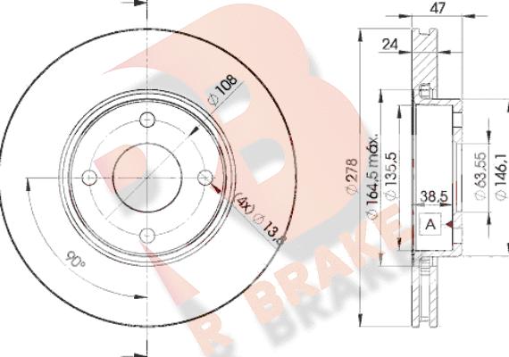 R Brake 78RBD26785 - Bremžu diski www.autospares.lv