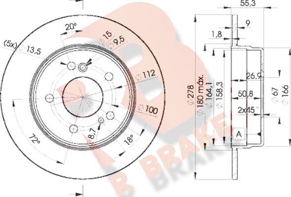 R Brake 78RBD20412 - Bremžu diski www.autospares.lv