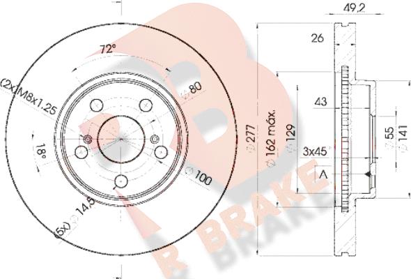 R Brake 78RBD20504 - Тормозной диск www.autospares.lv