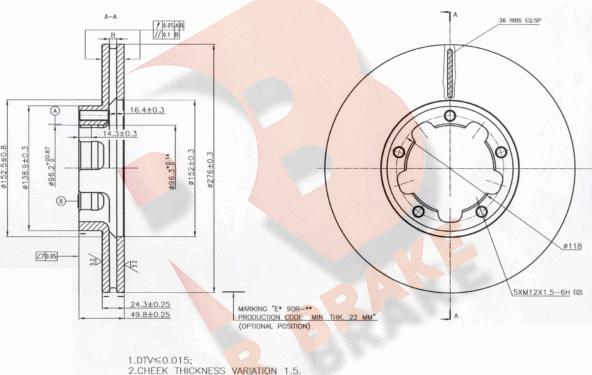 R Brake 78RBD20025 - Bremžu diski autospares.lv