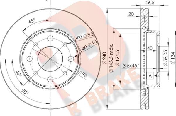 R Brake 78RBD20178 - Bremžu diski autospares.lv