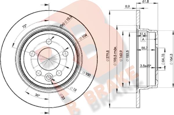 R Brake 78RBD20847 - Bremžu diski autospares.lv