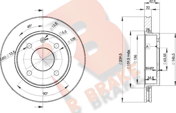 R Brake 78RBD21064 - Bremžu diski autospares.lv