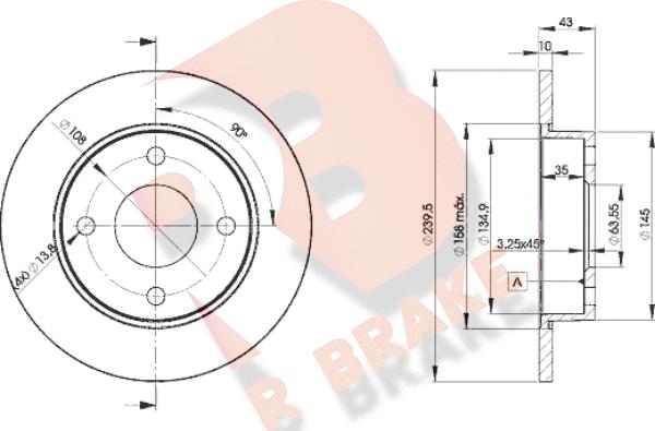 R Brake 78RBD21063 - Bremžu diski autospares.lv