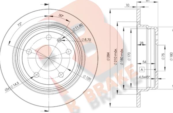 R Brake 78RBD21387 - Bremžu diski autospares.lv