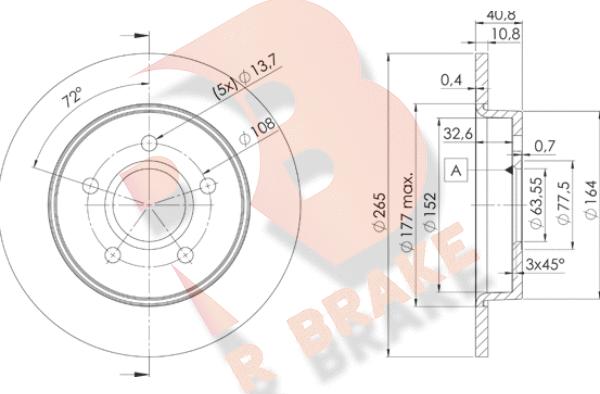 R Brake 78RBD23965 - Bremžu diski autospares.lv