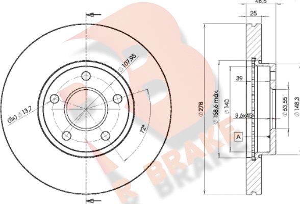 R Brake 78RBD23963 - Bremžu diski autospares.lv