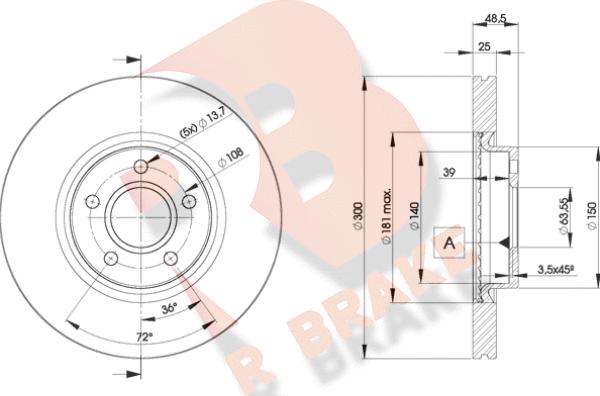 R Brake 78RBD23937 - Bremžu diski autospares.lv