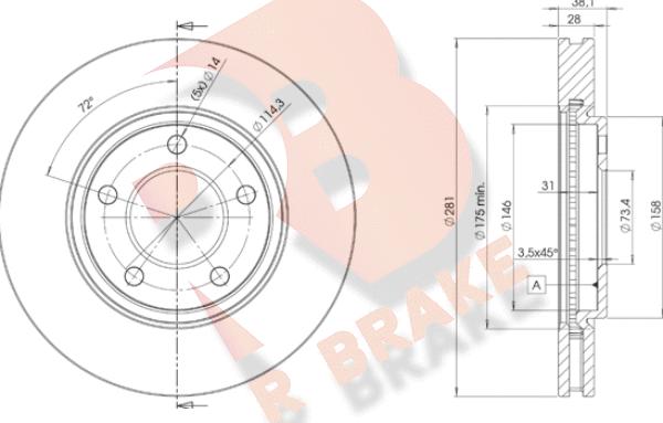 R Brake 78RBD23002 - Bremžu diski autospares.lv