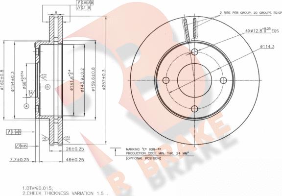 R Brake 78RBD22938 - Bremžu diski autospares.lv