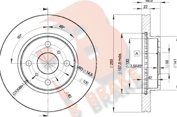 R Brake 78RBD22550 - Bremžu diski www.autospares.lv