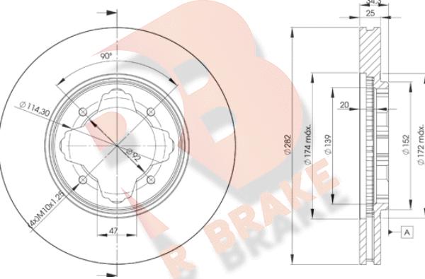 R Brake 78RBD22582 - Bremžu diski autospares.lv