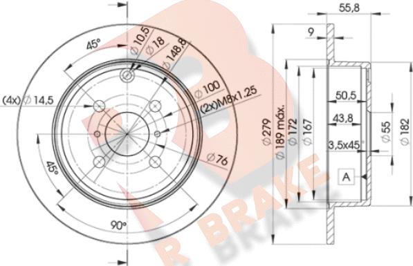 R Brake 78RBD22081 - Bremžu diski autospares.lv