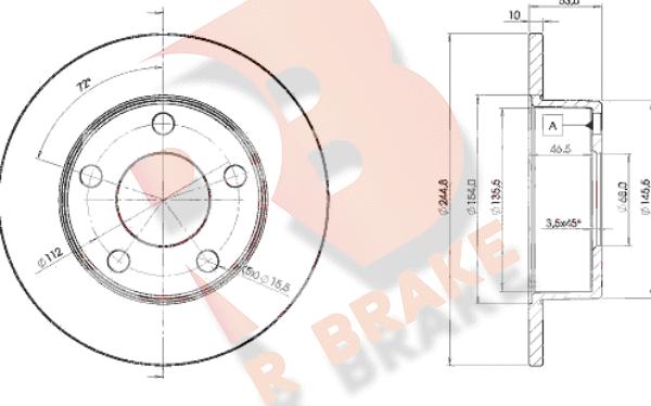 R Brake 78RBD22800 - Bremžu diski www.autospares.lv