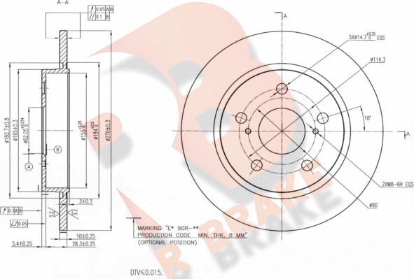 R Brake 78RBD22888 - Bremžu diski www.autospares.lv