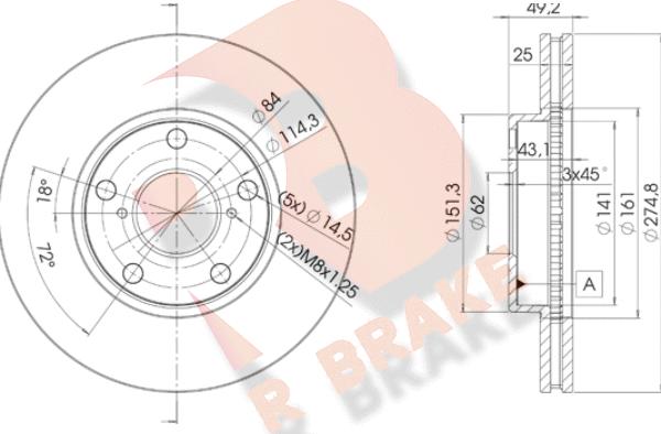 R Brake 78RBD22878 - Bremžu diski autospares.lv