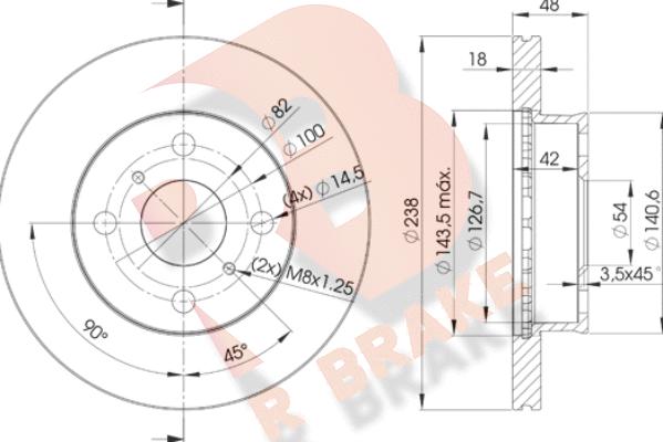 R Brake 78RBD22250 - Bremžu diski autospares.lv