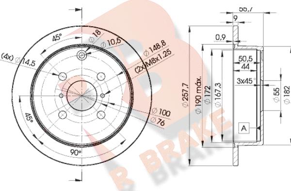 R Brake 78RBD22251 - Bremžu diski www.autospares.lv