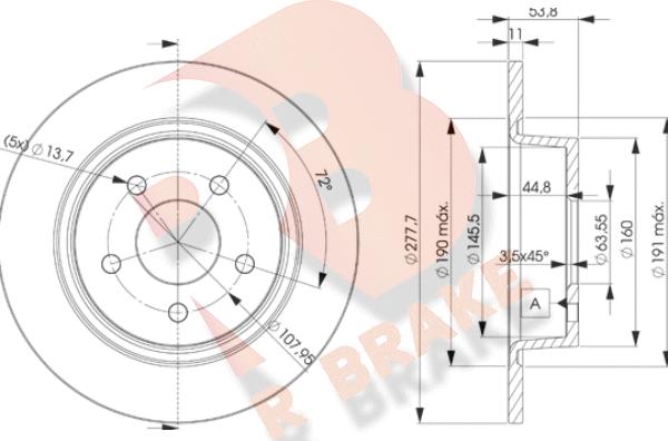 R Brake 78RBD27989 - Bremžu diski autospares.lv