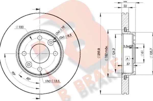 R Brake 78RBD27795 - Bremžu diski autospares.lv