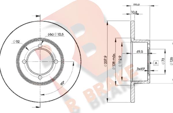 R Brake 78RBD27739 - Bremžu diski autospares.lv