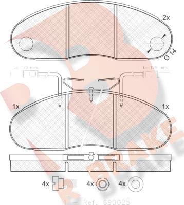 R Brake RB0994 - Bremžu uzliku kompl., Disku bremzes autospares.lv