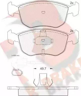 R Brake RB0957 - Bremžu uzliku kompl., Disku bremzes www.autospares.lv