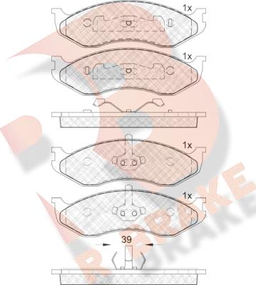 R Brake RB0968 - Bremžu uzliku kompl., Disku bremzes www.autospares.lv